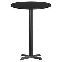 24" Round Bar Table - Black, 18" Pedestal Base