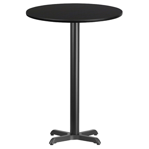 24" Round Bar Table - Black, 18" Pedestal Base 