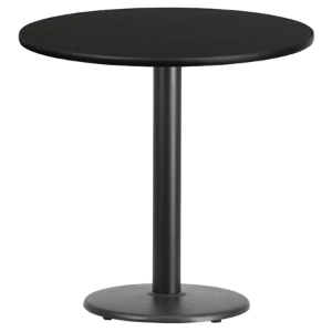 30" Round Dining Table - Black, 18" Round Pedestal Base 
