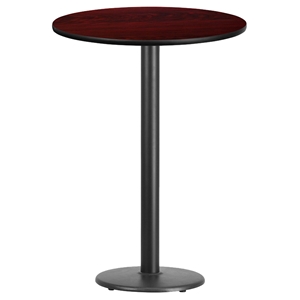 30" Round Bar Table - Mahogany Top, 18" Black Pedestal Base 