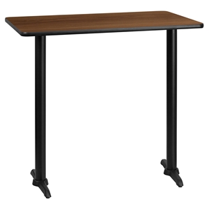 30" x 42" Rectangular Bar Table - Black, Walnut 