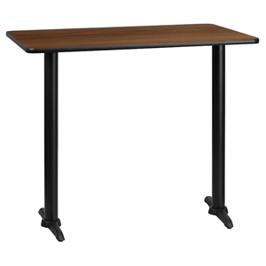 30" x 48" Rectangular Bar Table - Black, Walnut 