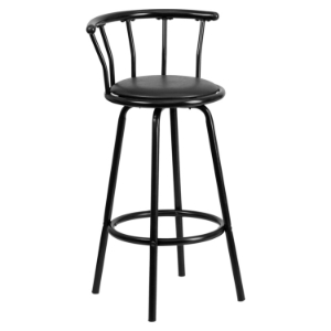 Metal Barstool - Black, Swivel, Crown Back 