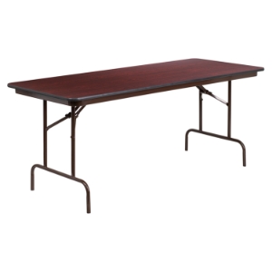 72" Folding Banquet Table - Rectangular, Mahogany 