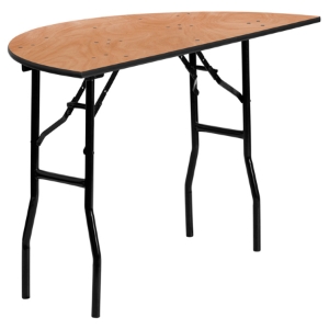 48" Half-Round Banquet Table - Folding, Natural 