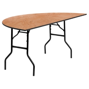 72" Half-Round Banquet Table - Folding, Natural 
