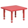 3 Pieces 24" Square Activity Table Set - Adjustable, Red - FLSH-YU-YCX-0023-2-SQR-TBL-RED-R-GG