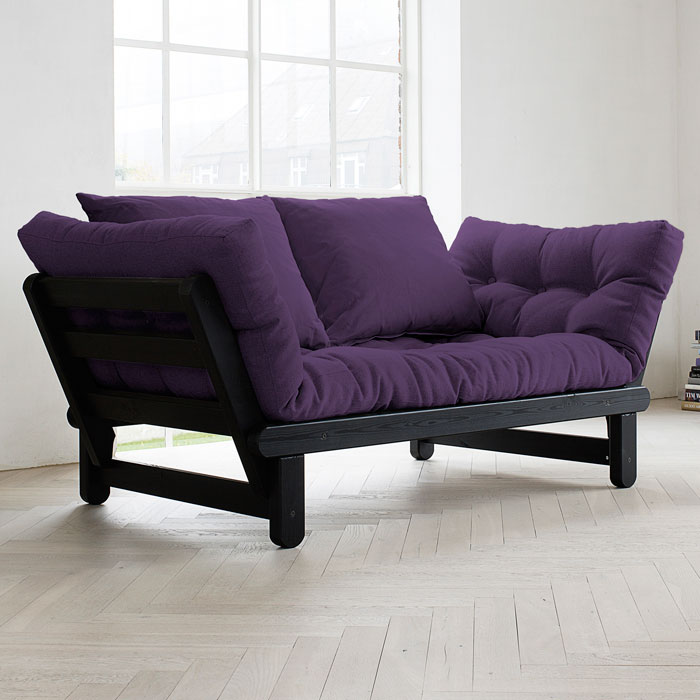 Beat Convertible Futon Set - Black Finish Wood Frame | DCG Stores