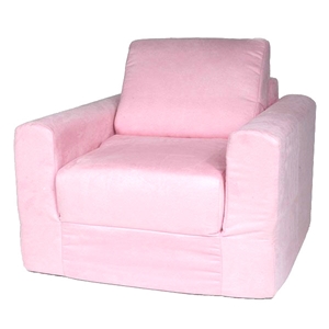 Kids Chair Sleeper in Pink Micro Suede 