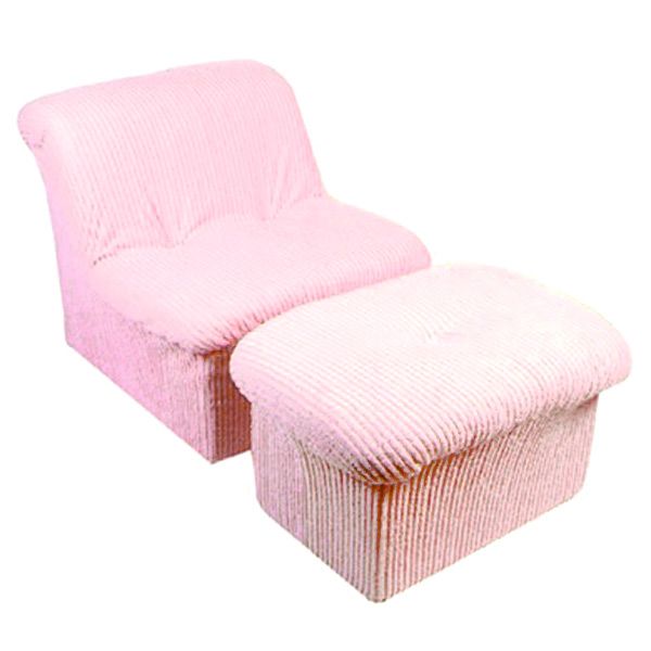 Tween Cloud Chair and Ottoman in Pink Chenille 