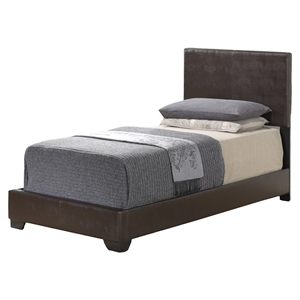 Cameron Twin Leatherette Bed in Brown 