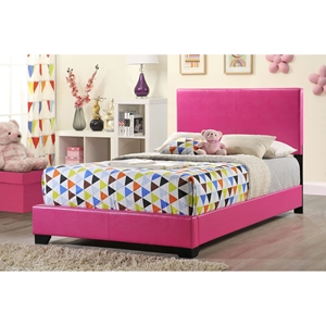 Cameron Full Leatherette Bed - Pink 