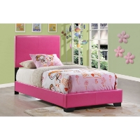 Cameron Twin Leatherette Bed in Pink