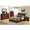 Jayden Leatherette Bed - Brown, Button Tufted - GLO-8119-BR-M-BED