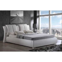 Lucas Leatherette Bed in White, Extra Padded Headboard