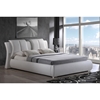 Lucas Leatherette Bed in White, Extra Padded Headboard - GLO-8269-WH-M-BED
