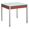 Leonardo Dining Table - Mahogany, Frosted Glass Top, Silver Legs - GLO-D3232DT-M
