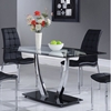 Camila Dining Table - Chrome Legs, Glass Top, Black Base - GLO-D716DT-M