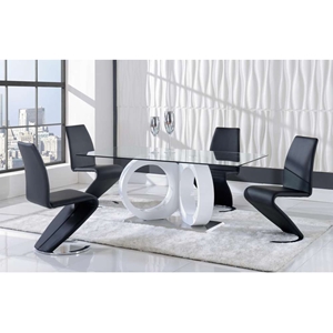 Skylar 5-Piece Dining Set with Black Chairs 