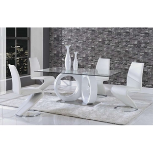 Skylar 5-Piece Dining Set with White Chairs 