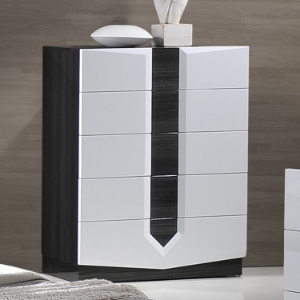 Hudson Chest, High Gloss Zebra Gray and White 
