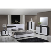 Hudson Bedroom Set, High Gloss Zebra Gray and White