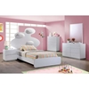 Lola Bed in High Gloss White with White Cushion - GLO-LOLA-228-WH-M-BED