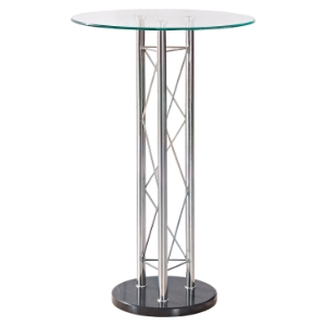 Rylee Bar Table in Clear/Black, Chrome Legs 