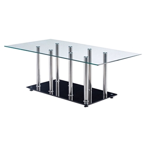 Aubrey Coffee Table - Clear/Black/Stainless Steel 