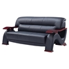 Valerie Bonded Leather Sofa Set in Black with Mahogany Legs - GLO-U2033-RV-BL-SET
