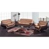 Sofa - Light Brown and Dark Brown Leather, Chrome Legs - GLO-U2106-RV-S