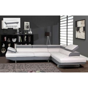 Leather Sectional Sofa in Gray/Dark Gray Two Tone Color 