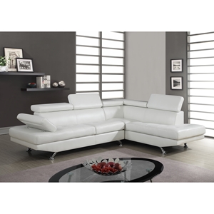 Leslie Sectional Sofa - White Bonded Leather 