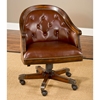 Harding Leather Game Chair - Button Tufts, Casters, Cherry - HILL-6234-801