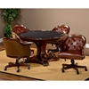 Harding Game Table Set - Brown Leather Chairs, Rich Cherry - HILL-6234GTBC