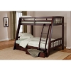 Rockdale Espresso Bunk Bed with Storage Drawers - HILL-1668BB