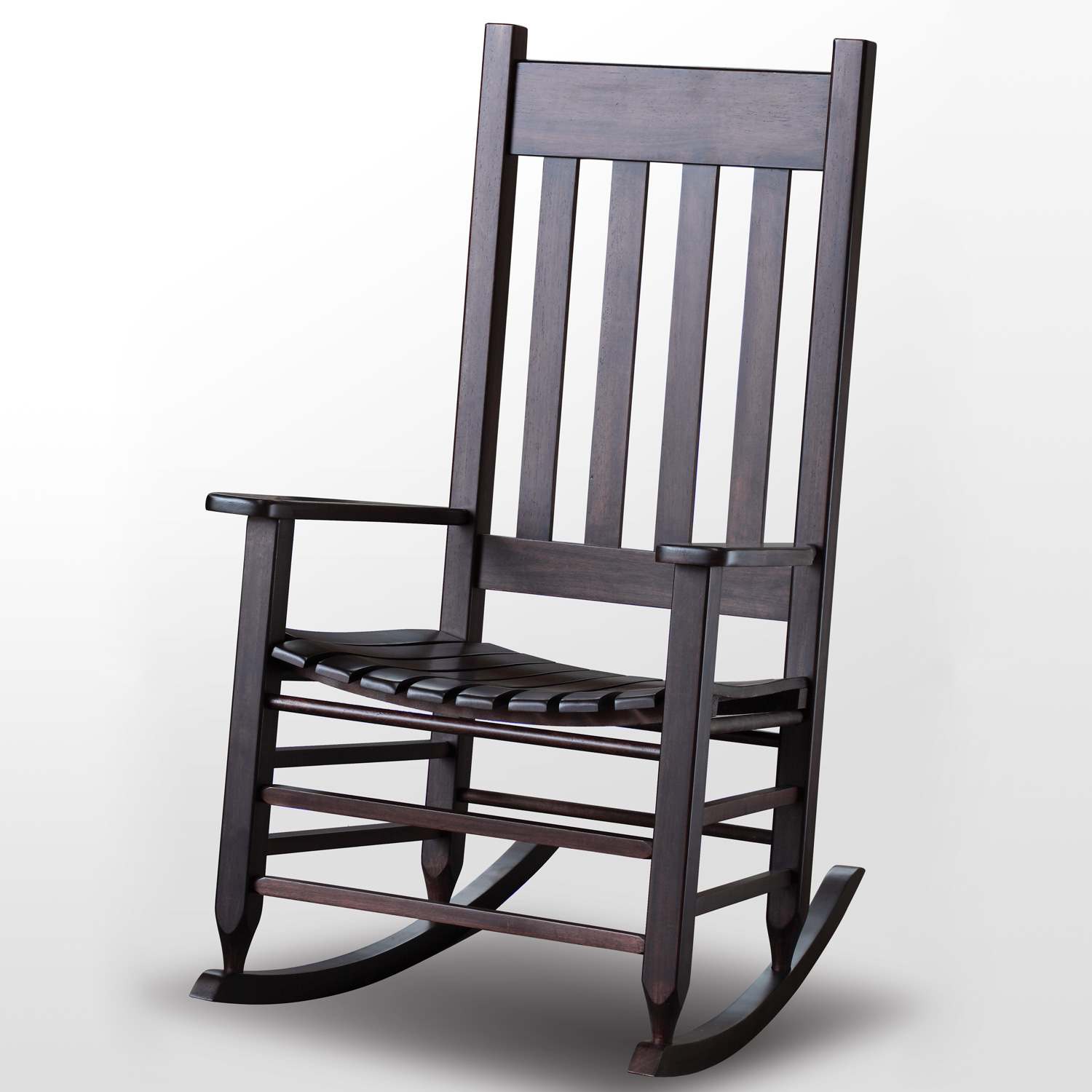 Stained Rocking Chair Plantation Rocking Chair - Slat Back & Seat, Mahogany Stain | DCG Stores