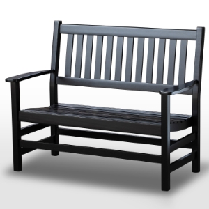 Plantation 49'' Cottage Style Bench - Slatted, Black Paint 