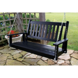 Plantation 50'' Slatted Porch Swing - Black Paint 