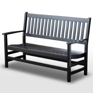 Plantation 61'' Slatted Wood Bench - Black Paint 