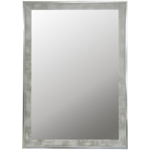 Asher Wall Mirror - White Wash Frame, Silver Trim, Made in USA 