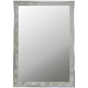 Asher Wall Mirror - White Wash Frame, Silver Trim, Made in USA 