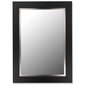 Keaton Black Satin Frame Bevel Mirror with Stainless Liner - Made in USA 