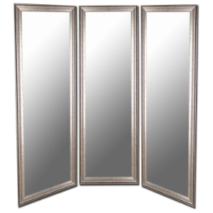 Plumpton Mirrored Room Divider in Silver with Black Trim - Made in USA 