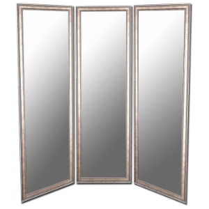 Revesby Mirrored Room Divider in Gold with Silver Trim - Made in USA 