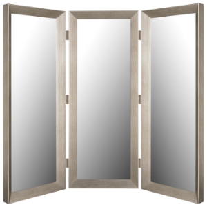 Silverwater Mirrored Room Divider in Baroni Silver - Made in USA 