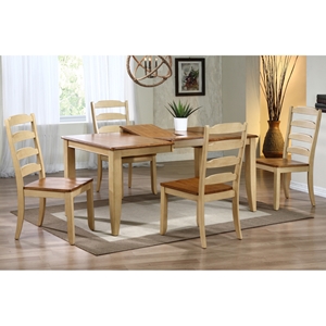 Avelina 5 Piece Extension Dining Set - Ladder Chairs, Honey & Sand Finish 