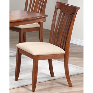 Karenina Side Chair - Slat Back, Beige Fabric Seat 