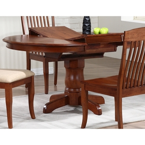 Cyrus Extending Dining Table - Round Top, Pedestal Base, Cinnamon 