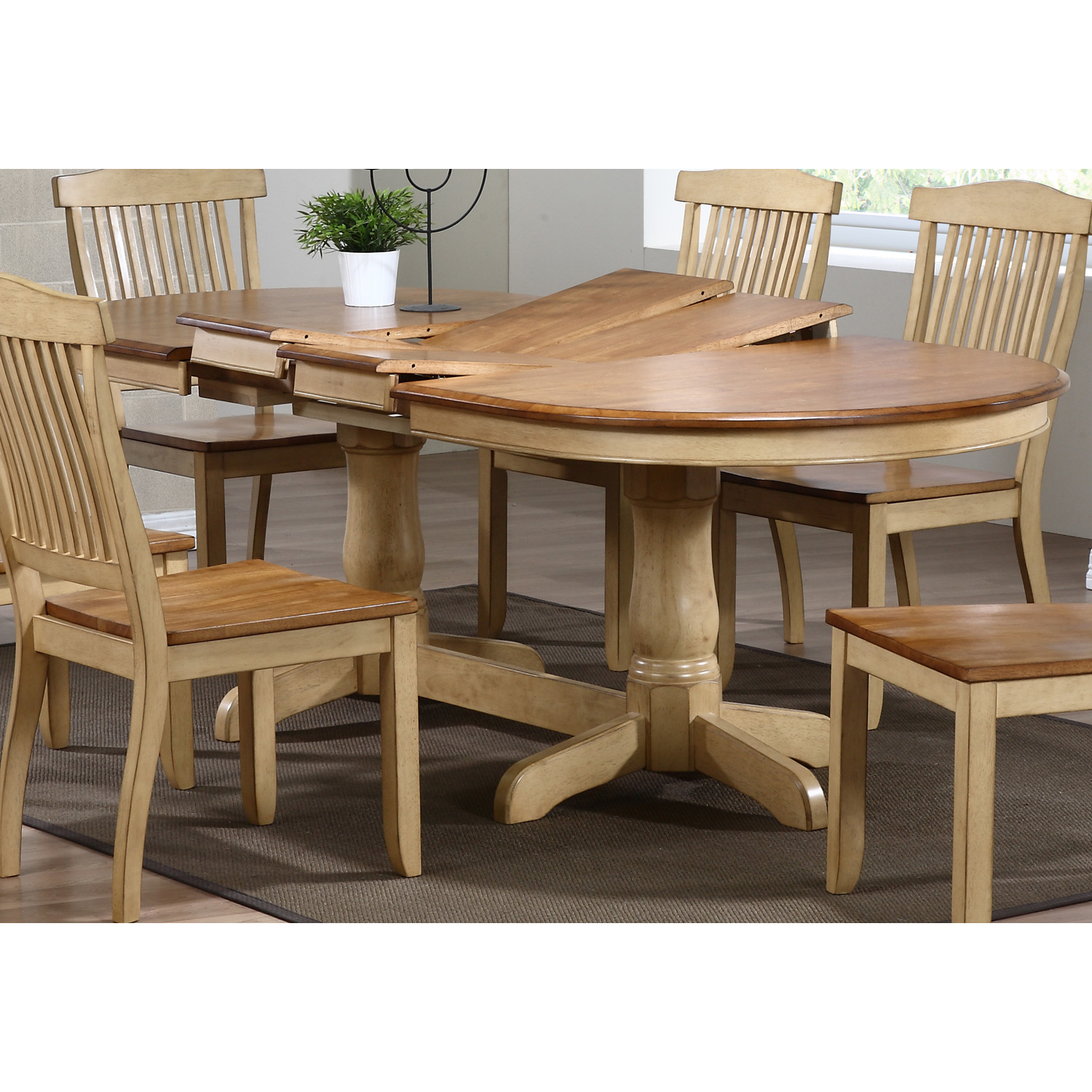 Gatsby Oval Dining Table - Double Butterfly Leaf, Honey & Sand | DCG Stores